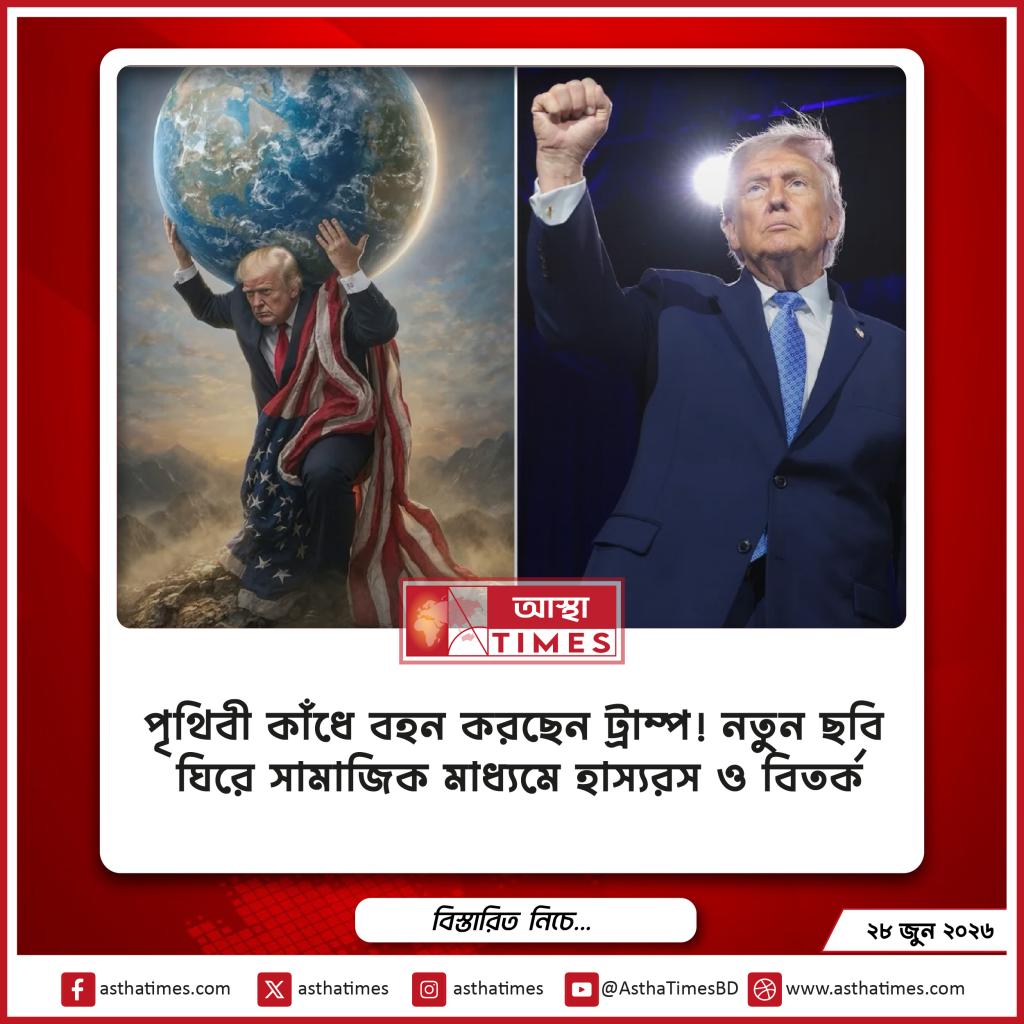 পৃথিবী কাঁধে বহন করছেন ট্রাম্প! নতুন ছবি ঘিরে সামাজিক মাধ্যমে হাস্যরস ও বিতর্ক